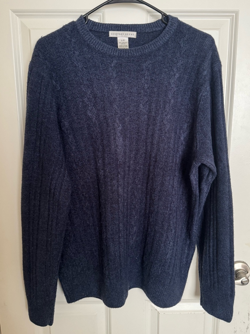 Geoffrey Beene Navy Ribbed Crewneck Sweater
